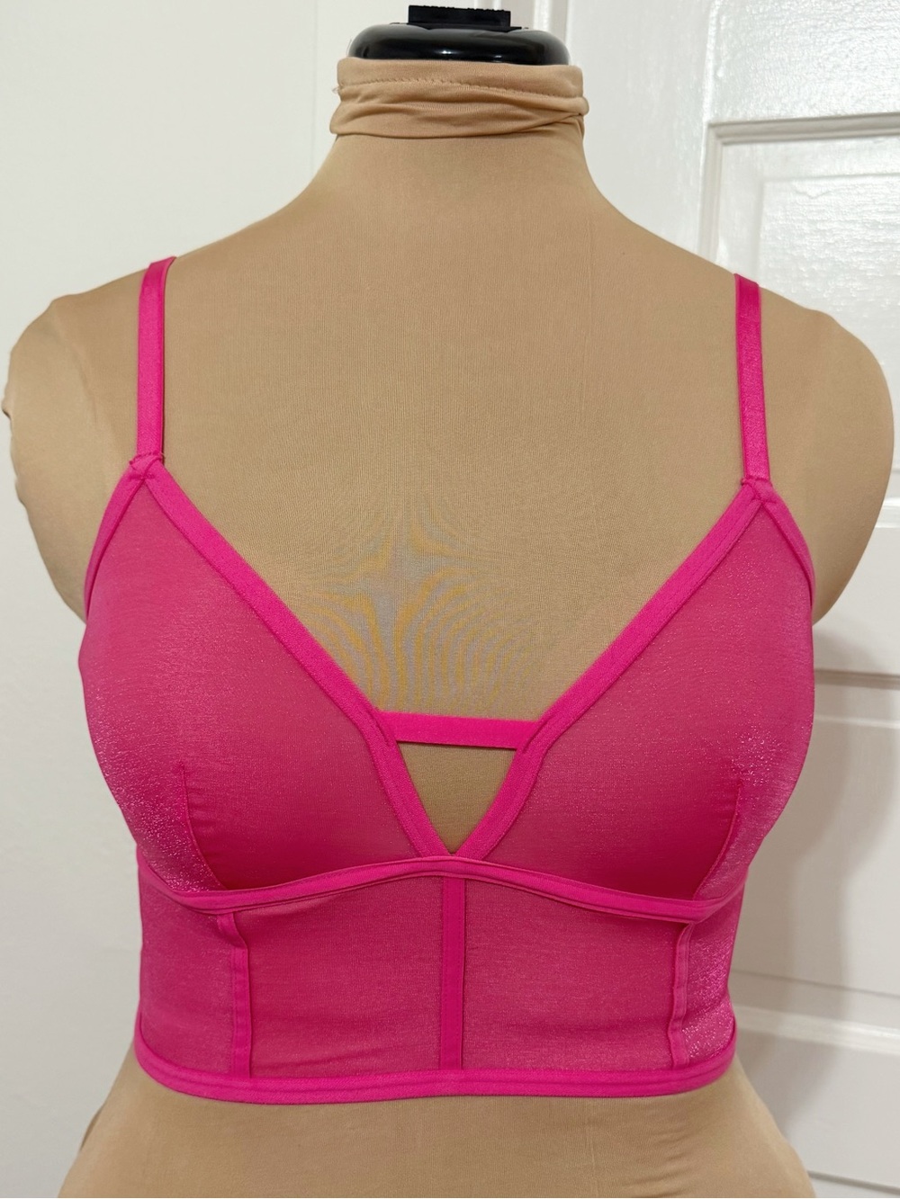 Auden Hot Pink Mesh Longline Bralette Size Small